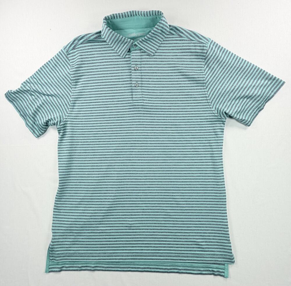 Bobby Jones X-H20 Striped Short Sleeve Golf Polo Shirt Green Men's Size L